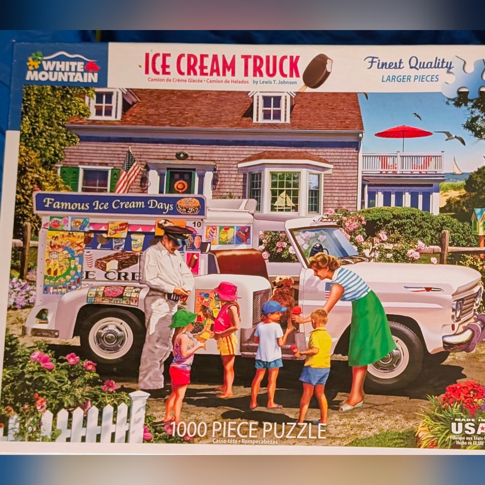 White Mountain 1000 Piece Puzzle "Ice Cream Truck" Item #1406 Like New Condition